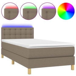 vidaXL Boxspringbett mit Matratze & LED Taupe 90x200 cm Stoff