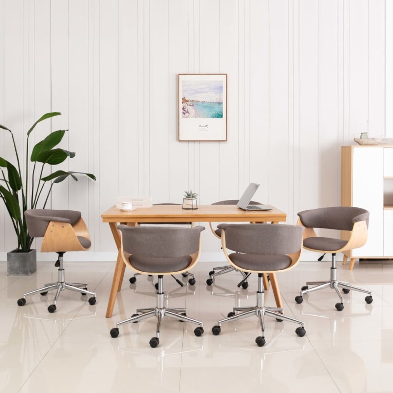 Drehbare Esszimmerstühle 6 Stk. Taupe Stoff Drehbare Esszimmerstühle 6 Stk. Taupe Stoff