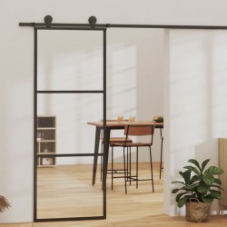 vidaXL Schiebetür mit Beschlag ESG-Glas & Aluminium 76x205 cm    