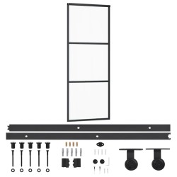 vidaXL Schiebetür mit Beschlag ESG-Glas & Aluminium 76x205 cm    