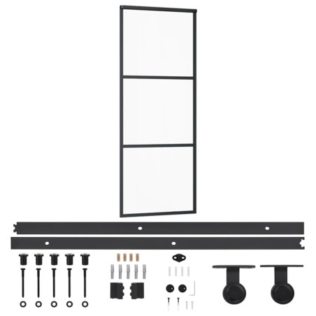 vidaXL Schiebetür mit Beschlag ESG-Glas & Aluminium 76x205 cm    