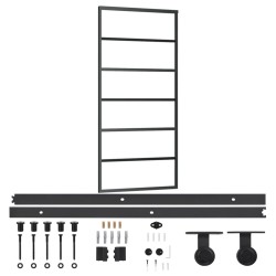 vidaXL Schiebetür mit Beschlag ESG-Glas & Aluminium 90x205 cm    
