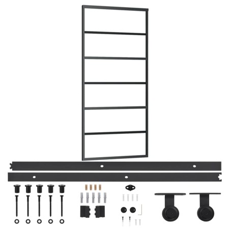 vidaXL Schiebetür mit Beschlag ESG-Glas & Aluminium 90x205 cm    