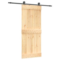 vidaXL Schiebetür mit Beschlag 85x210 cm Massivholz Kiefer