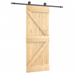 vidaXL Schiebetür mit Beschlag 85x210 cm Massivholz Kiefer