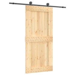 vidaXL Schiebetür mit Beschlag 95x210 cm Massivholz Kiefer