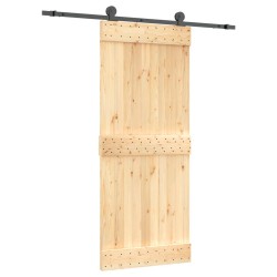 vidaXL Schiebetür mit Beschlag 85x210 cm Massivholz Kiefer