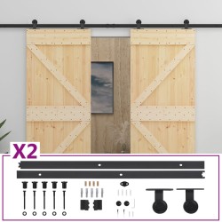 vidaXL Schiebetür mit Beschlag 80x210 cm Kiefer Massivholz