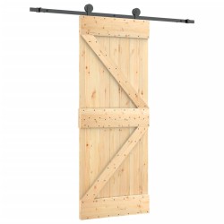 vidaXL Schiebetür mit Beschlag 85x210 cm Massivholz Kiefer