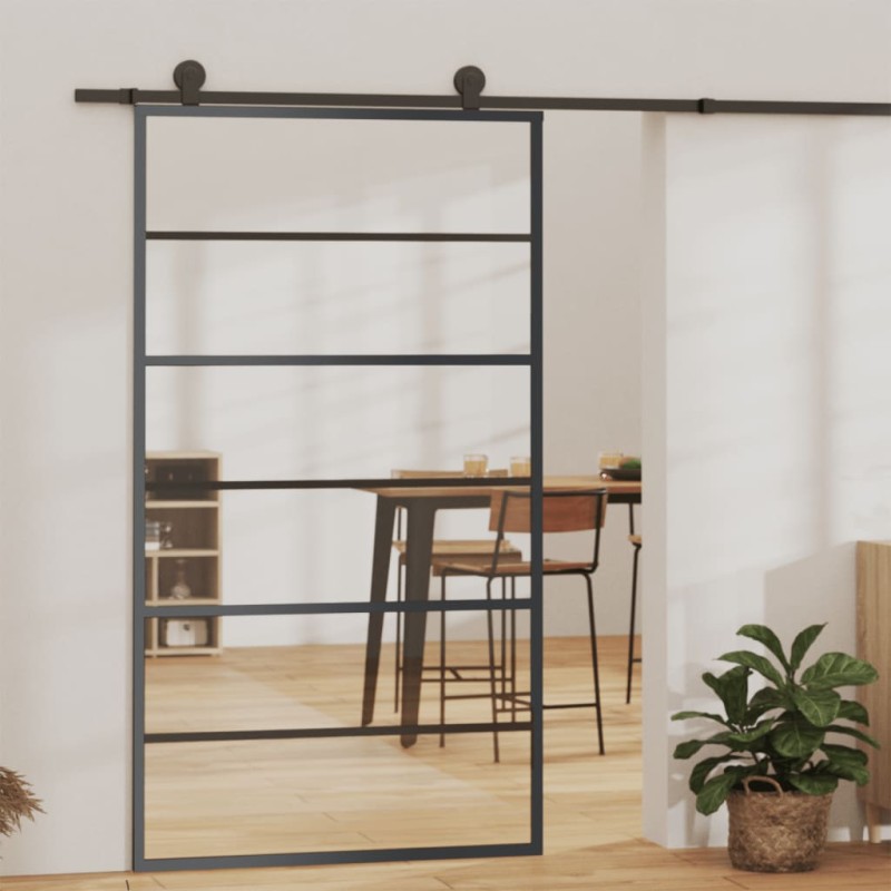 vidaXL Schiebetür mit Beschlag ESG-Glas & Aluminium 102x205 cm vidaXL Schiebetür mit Beschlag ESG-Glas & Aluminium 102x205 cm