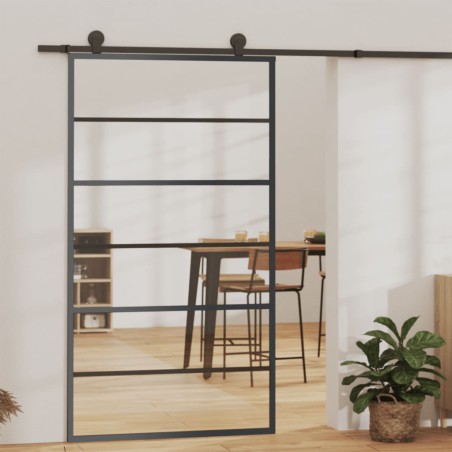 vidaXL Schiebetür mit Beschlag ESG-Glas & Aluminium 102x205 cm    