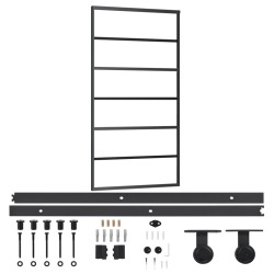 vidaXL Schiebetür mit Beschlag ESG-Glas & Aluminium 102x205 cm    