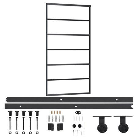 vidaXL Schiebetür mit Beschlag ESG-Glas & Aluminium 102x205 cm    
