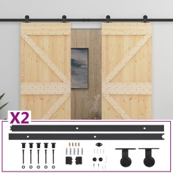 vidaXL Schiebetür mit Beschlag 80x210 cm Kiefer Massivholz