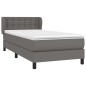 vidaXL Boxspringbett mit Matratze Grau 100x200 cm Kunstleder vidaXL Boxspringbett mit Matratze Grau 100x200 cm Kunstleder