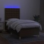 vidaXL Boxspringbett mit Matratze & LED Dunkelbraun 80x200 cm Stoff vidaXL Boxspringbett mit Matratze & LED Dunkelbraun 80x200 cm Stoff
