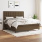 vidaXL Boxspringbett mit Matratze Dunkelbraun 160x200 cm Stoff vidaXL Boxspringbett mit Matratze Dunkelbraun 160x200 cm Stoff