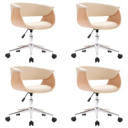 Drehbare Esszimmerstühle 4 Stk. Creme Kunstleder
