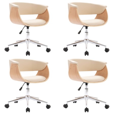 Drehbare Esszimmerstühle 4 Stk. Creme Kunstleder