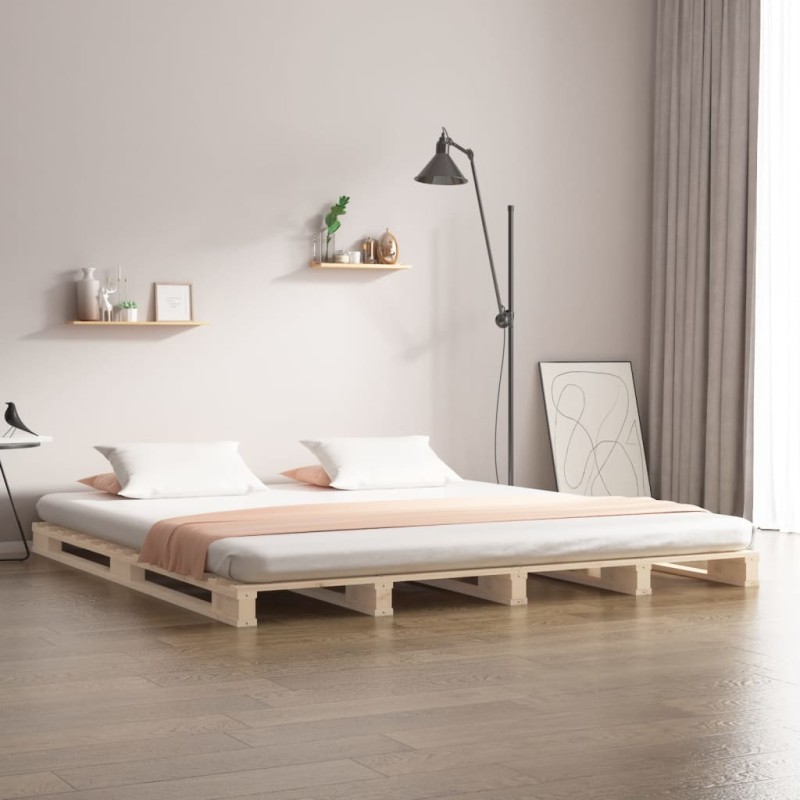 vidaXL Palettenbett 200x200 cm Massivholz Kiefer vidaXL Palettenbett 200x200 cm Massivholz Kiefer