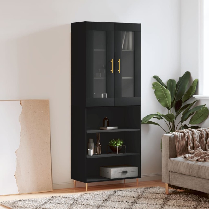 Highboard Schwarz 69,5x34x180 cm Holzwerkstoff Highboard Schwarz 69,5x34x180 cm Holzwerkstoff
