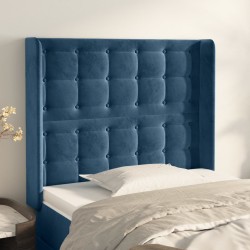 vidaXL Kopfteil mit Ohren Dunkelblau 83x16x118/128 cm Samt