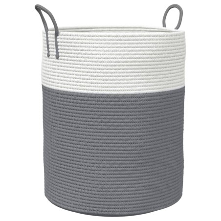 vidaXL Aufbewahrungskorb Grau und Weiß Ø38x46 cm Baumwolle
