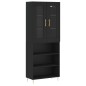 Highboard Schwarz 69,5x34x180 cm Holzwerkstoff Highboard Schwarz 69,5x34x180 cm Holzwerkstoff