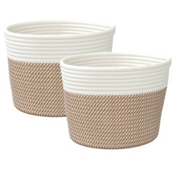 vidaXL Aufbewahrungskörbe 2 Stk. Braun und Weiß Ø24x18 cm Baumwolle