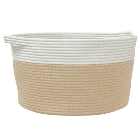 vidaXL Aufbewahrungskorb Beige und Weiß Ø40x25 cm Baumwolle