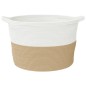 vidaXL Wäschekorb Beige und Weiß Ø60x36 cm Baumwolle vidaXL Wäschekorb Beige und Weiß Ø60x36 cm Baumwolle