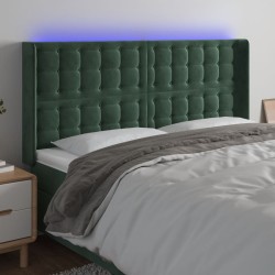 vidaXL LED Kopfteil Dunkelgrün 163x16x118/128 cm Samt