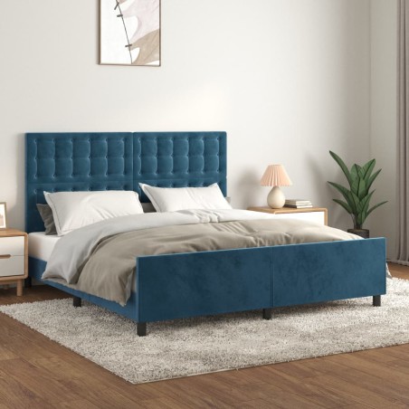 vidaXL Bettgestell mit Kopfteil Dunkelblau 160x200 cm Samt