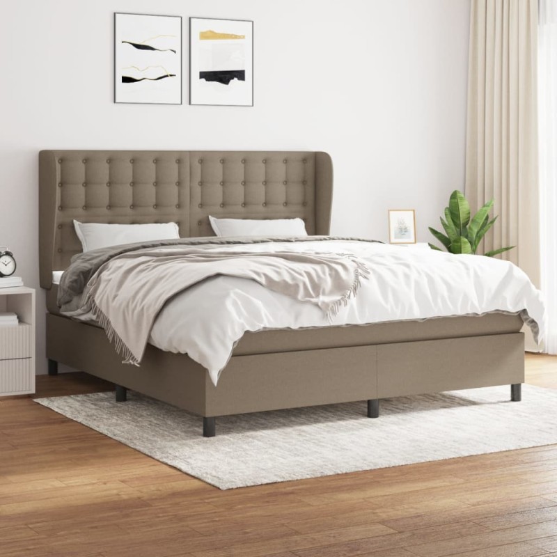 vidaXL Boxspringbett mit Matratze Taupe 160x200 cm Stoff vidaXL Boxspringbett mit Matratze Taupe 160x200 cm Stoff