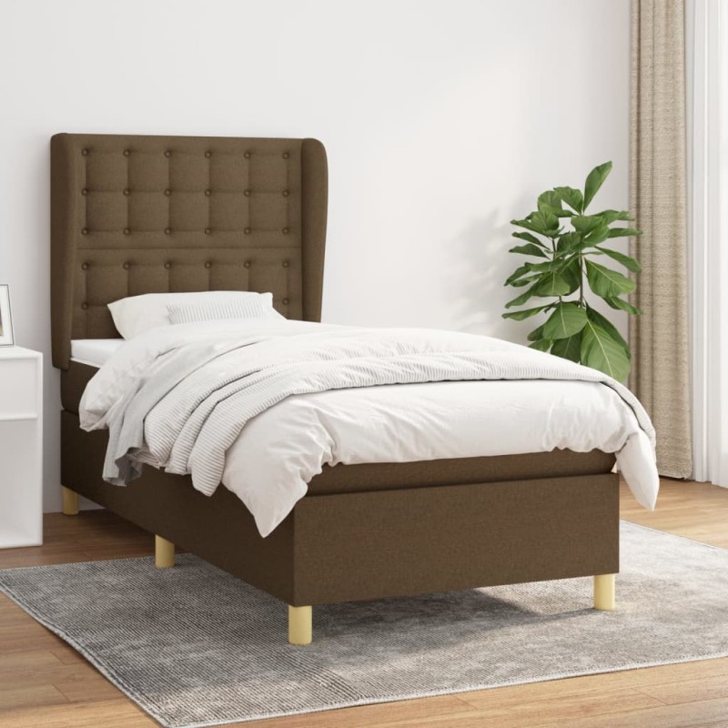 vidaXL Boxspringbett mit Matratze Dunkelbraun 80x200 cm Stoff vidaXL Boxspringbett mit Matratze Dunkelbraun 80x200 cm Stoff