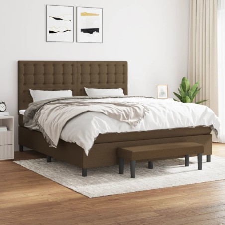 vidaXL Boxspringbett mit Matratze Dunkelbraun 160x200 cm Stoff