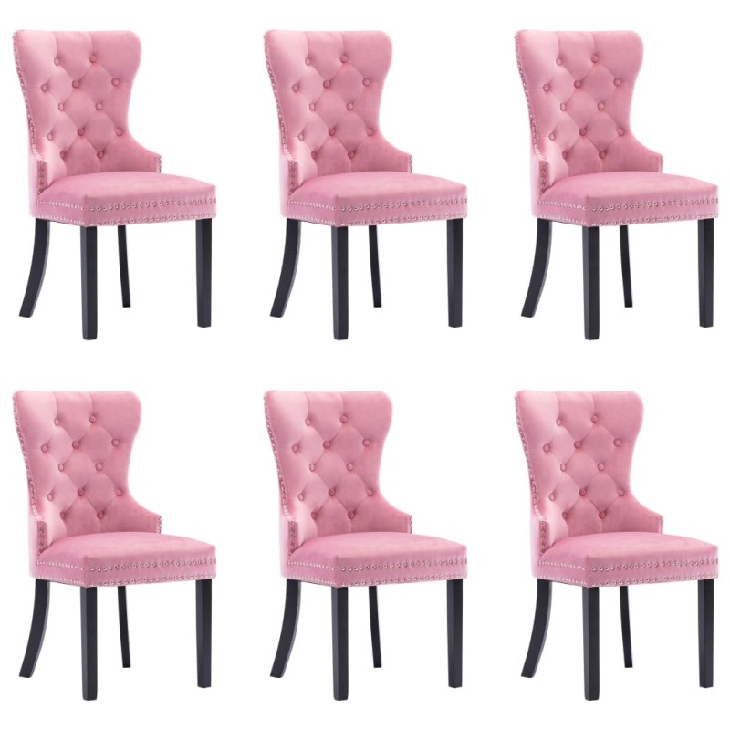 Esszimmerstühle 6 Stk. Rosa Samt Esszimmerstühle 6 Stk. Rosa Samt