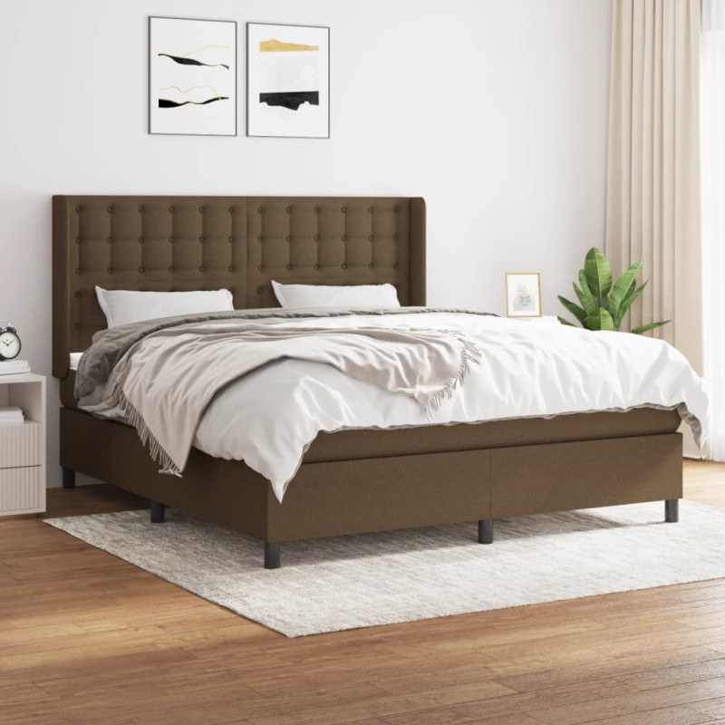 vidaXL Boxspringbett mit Matratze Dunkelbraun 160x200 cm Stoff vidaXL Boxspringbett mit Matratze Dunkelbraun 160x200 cm Stoff