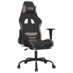 vidaXL Gaming-Stuhl mit Massage & Fußstütze Schwarz und Taupe Stoff