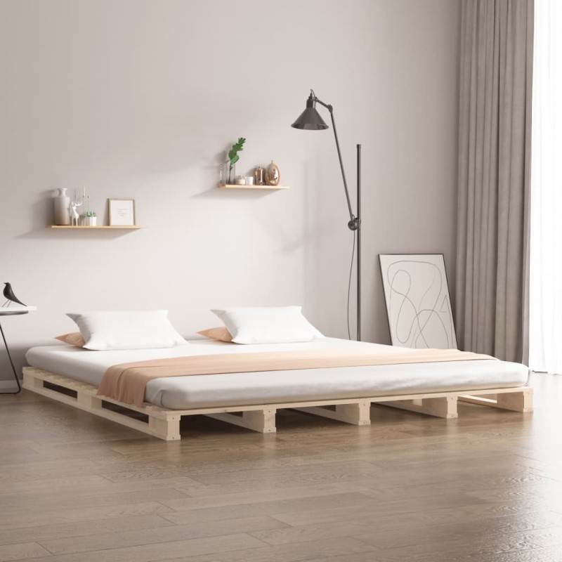 vidaXL Palettenbett 140x200 cm Massivholz Kiefer vidaXL Palettenbett 140x200 cm Massivholz Kiefer