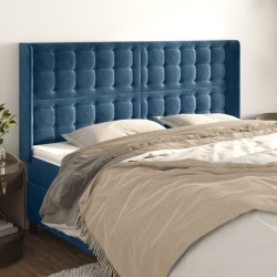 vidaXL Kopfteil mit Ohren Dunkelblau 163x16x118/128 cm Samt
