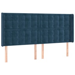 vidaXL Kopfteil mit Ohren Dunkelblau 163x16x118/128 cm Samt
