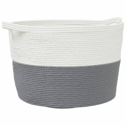 vidaXL Wäschekorb Grau und Weiß Ø60x36 cm Baumwolle