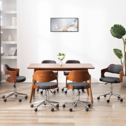 Drehbare Esszimmerstühle 6 Stk. Schwarz Bugholz und Kunstleder