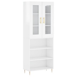 Highboard Hochglanz-Weiß 69,5x34x180 cm Holzwerkstoff