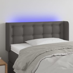 vidaXL LED Kopfteil Grau 103x16x78/88 cm Kunstleder