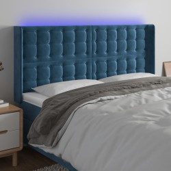 vidaXL LED Kopfteil Dunkelblau 163x16x118/128 cm Samt