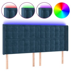 vidaXL LED Kopfteil Dunkelblau 163x16x118/128 cm Samt