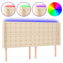 vidaXL LED Kopfteil Creme 163x16x118/128 cm Stoff