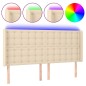 vidaXL LED Kopfteil Creme 163x16x118/128 cm Stoff